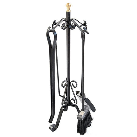 SET ATTREZZI CAMINO ECO IN FERRO BATTUTO ACCESSORI PER CAMINETTO CM. 23x59H