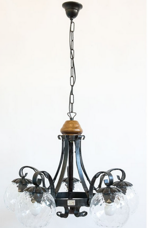 LAMPADARIO A 5 LUCI MARGHERITA FERRO BATTUTO LAMPIONE APPLIQUE LANTERNA LAMPADA