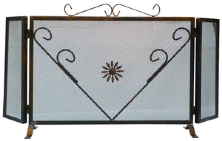 PARASCINTILLE ANTICO A TRE ANTE IN FERRO BATTUTO CM. 92X42H