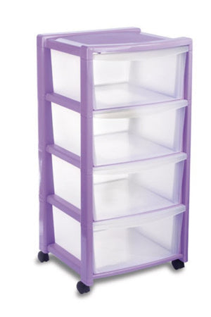 CASSETTIERA 4 PIANI CON RUOTE CM. 40X40X80H SILVER