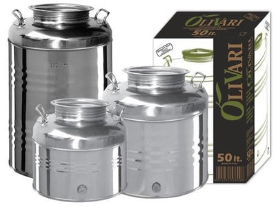 CONTENITORI CONTENITORE BIDONE FUSTO IN ACCIAIO INOX PER OLIO LT.15