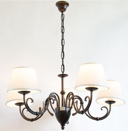 LAMPADARIO LOIRA 5 LUCI IN FERRO BATTUTO CRUCCOLINI LAMPADE LAMPIONE APPLIQUE