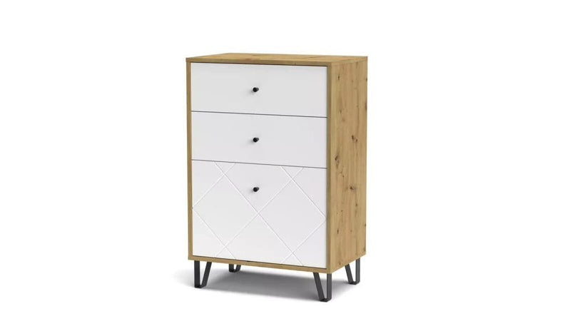 CASSETTIERA BOLLO 3 CASSETTIO CM. 63X40X95 ROVERE ARTIS/BIANCO