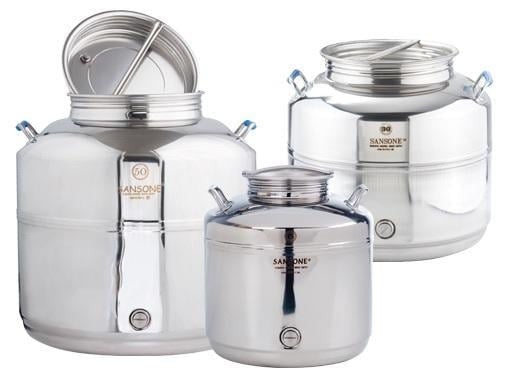 BIDONI BIDONE CONTENITORE FUSTO ACCIAIO INOX PER OLIO SANSONE LT.50