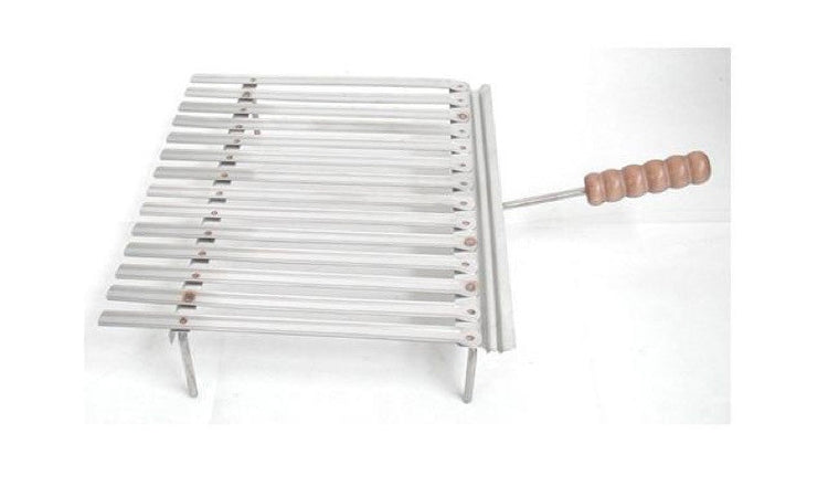 BISTECCHIERA GRATICOLA GRIGLIA INOX RACCOGLISUGO CON PIEDI APPOGGIO CM.40X36