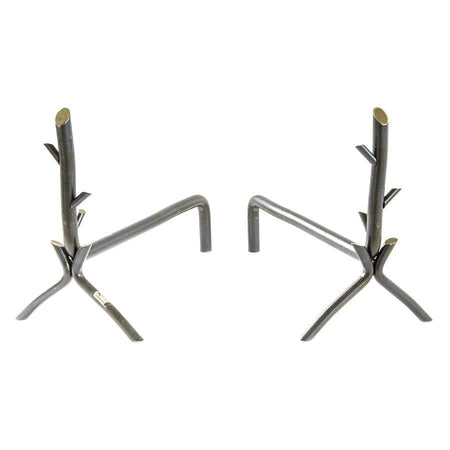 COPPIA DI ALARI FERRO BATTUTO NATURA CM.19X35X37 CAMINO CAMINETTO FUOCO