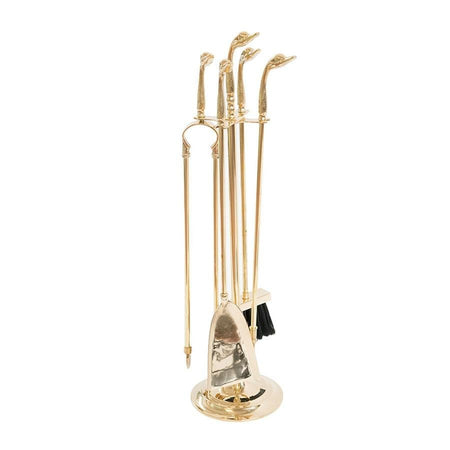 SET ATTREZZI CAMINO MOD. OTTONE CIGNO CM. 18XH70 ACCESSORI PER CAMINETTO