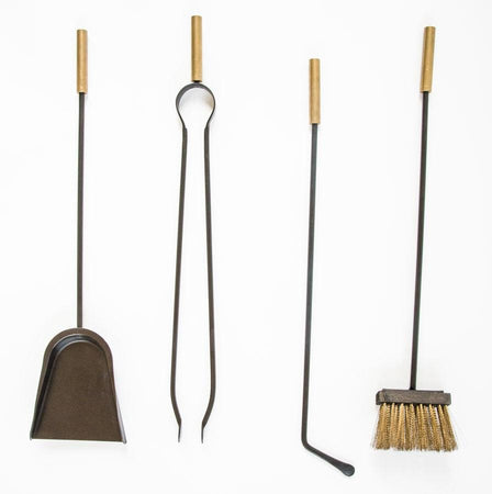 SET ATTREZZI DA CAMINO MODA' RUGGINE CM.27x20 x72H ACCESSORI PER CAMINETTO
