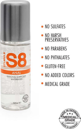 S8 Waterbased Anal Lube Lubrificante Intimo Anale a Base Acqua Inodore Trasparente 125 ml Salute e cura della persona/Erotismo e contraccezione/Prodotti per igiene e ausilio erotico/Lubrificanti e gel stimolanti Kondorama - Martinsicuro, Commerciovirtuoso.it