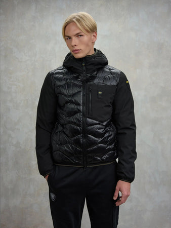 Blauer Giubbino uomo piumino Albert in neoprene e nylon con cappuccio