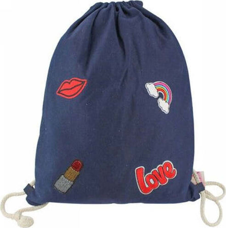 Sacca-Mare-Con-Decorazioni-Love-Sacchetto-Sportivo-Denim-Multiuso-Ragazza-40x33