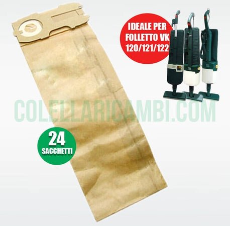 Sacchetti Compatibili per Vorwerk Folletto VK120 VK121 VK122 (24 PZ)