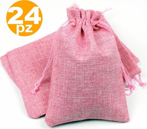 Sacchetti-Juta-Rosa-Bomboniere-Portaconfetti-Segnaposto-Segnatavolo-Sacchettino