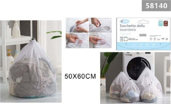 Sacchetto-Lavanderia-Bucato-Borsa-A-Rete-Biancheria-50x60-Cm-Con-Coulisse-58140