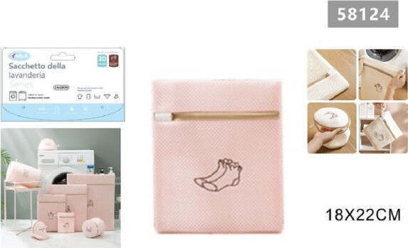 Sacchetto-Lavatrice-Rosa-Borsa-Biancheria-Calzini-Lavaggio-A-Rete-18x22cm-58124