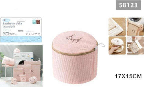 Sacchetto-Lavatrice-Rosa-Borsa-Biancheria-Intima-Lavaggio-A-Rete-17-X-15cm-58123