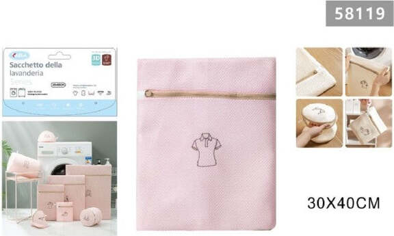 Sacchetto-Lavatrice-Rosa-Borsa-Biancheria-Maglie-Lavaggio-A-Rete-30x40cm-58119