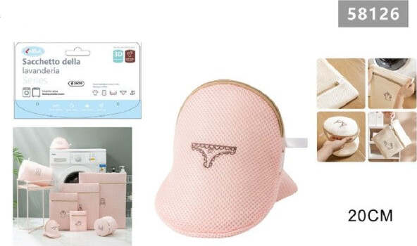 Sacchetto-Lavatrice-Rosa-Borsa-Per-Biancheria-Lavaggio-A-Rete-Intimo-20cm-58126