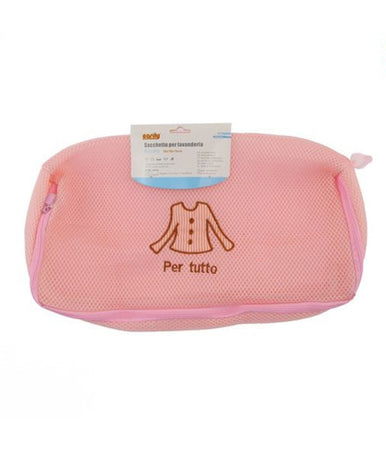 Sacchetto Per Lavanderia Lavatrice Lavaggi Biancheria Rete Rosa 36x18x10cm 59372