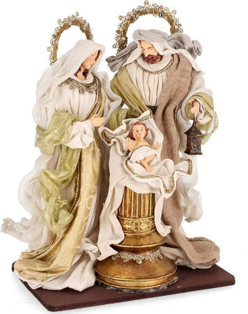 Sacra famiglia con vestiti in tessuto color oro con colonna statue per presepe h 38 cm Casa e cucina/Decorazioni per interni/Addobbi e decorazioni per ricorrenze/Decorazioni natalizie/Presepi/Statuine e fondali per il presepe MagiediNatale.it - Altamura, Commerciovirtuoso.it