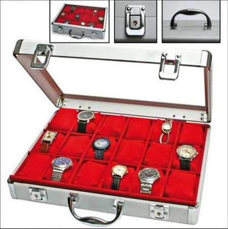 Safe-Valigetta-Portaorologi-18-Posti-18-Orologi-Valigetta-Portaorologi-Alluminio