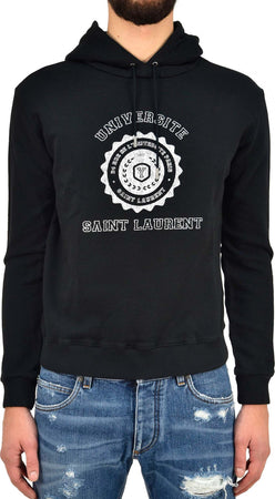 SAINT-LAUREN-Saint-Laurent-Felpa-Cappuccio-Nera-Uomo-Cotone-Mod.-BMK464584-YB1EJ-1057-da-uomo