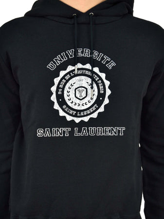 SAINT-LAUREN-Saint-Laurent-Felpa-Cappuccio-Nera-Uomo-Cotone-Mod.-BMK464584-YB1EJ-1057-da-uomo