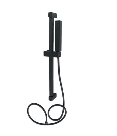 Saliscendi 60cm Doccia Nero Con Doccino Soffione Quadrato Bagno 87495 Tubo 180cm