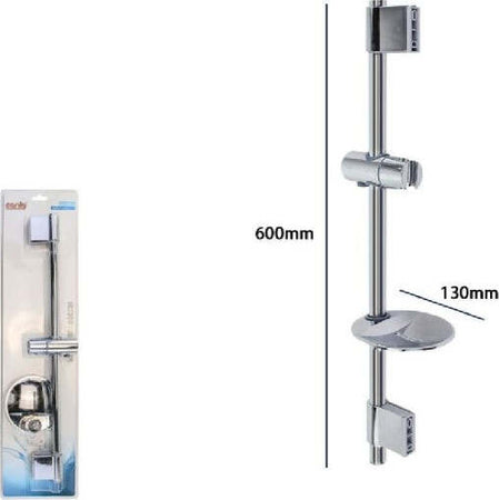 Saliscendi-Cromato-Per-Soffione-Doccia-Con-Porta-Sapone-Bagno-Moderno-60cm-79361