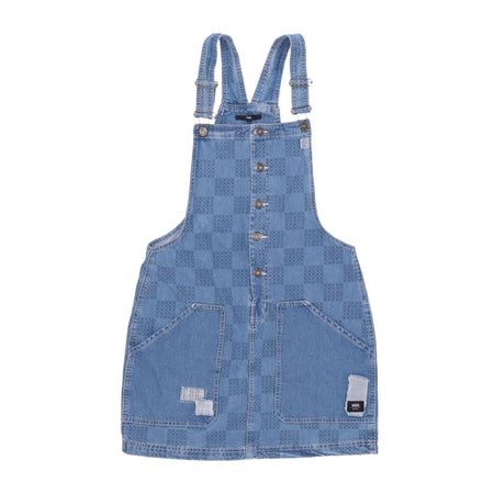 VANS Salopette Donna W Mended Check Denim Pinafore Dress Stone Wash da donna