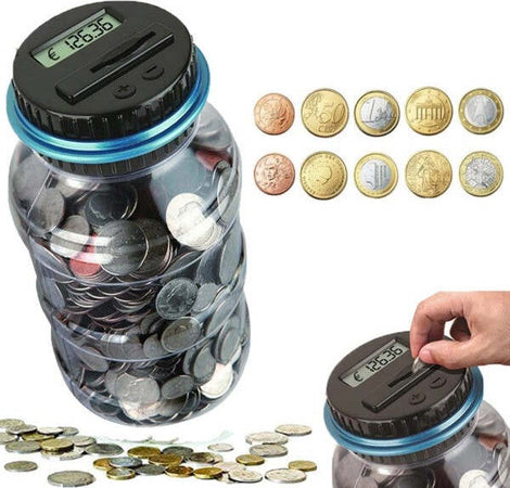 Salvadanaio-Con-Display-Lcd-Contamonete-Automatico-Forma-Barattolo-Lettura-Euro