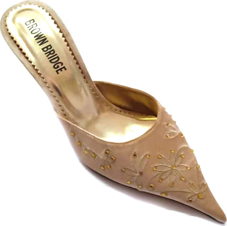 Brown Bridge Scarpe Donna Estive Punta Scarpa Estiva Elegante Ricamata Perline Scarpa Oro Chiaro Tacchi Donna Gioiello ART. 808-661 zoccoletta donna L'Orchidea - Siderno, Commerciovirtuoso.it