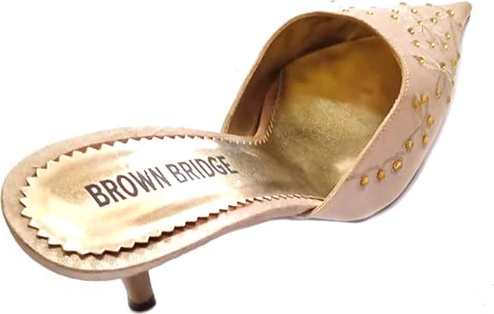 Brown Bridge Scarpe Donna Estive Punta Scarpa Estiva Elegante Ricamata Perline Scarpa Oro Chiaro Tacchi Donna Gioiello ART. 808-661 zoccoletta donna L'Orchidea - Siderno, Commerciovirtuoso.it