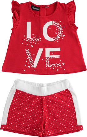 SARABANDA Completo in jersey stretch t-shirt con rouches e short per bambina 1871273800 12738 Completino Set Estivo Rosso Bimba Abbigliamento Sanitaria Gioia del Bimbo - Villa San Giovanni, Commerciovirtuoso.it