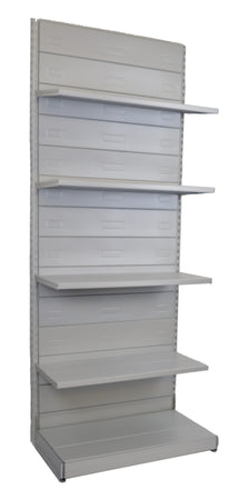 Scaffale metallico verniciato alluminio per arredo negozio cm. 97x50x250h