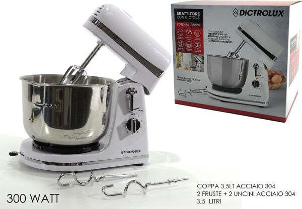Sbattitore-Con-Coppa-300w-3.5litri-6-Velocità-Fruste-Acciaio-Robot-Cucina-602074