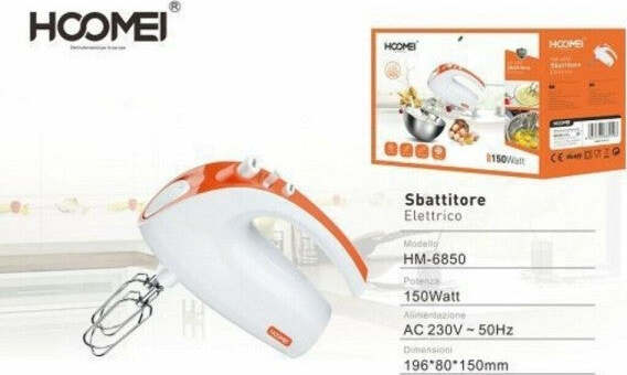 Sbattitore-Elettrico-Frullatore-Impastatore-150-Watt-5-Velocita'-Hoomei-Hm-6850