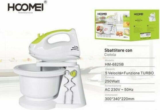Sbattitore-Elettrico-Frullatore-Impastatore-5-Velocita'-250-Watt-Hoomei-Hm-6825b