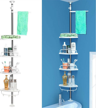 Scaffale-Angolare-Doccia-4-Mensole-Asta-Allungabile-Mensola-Angolo-Bagno