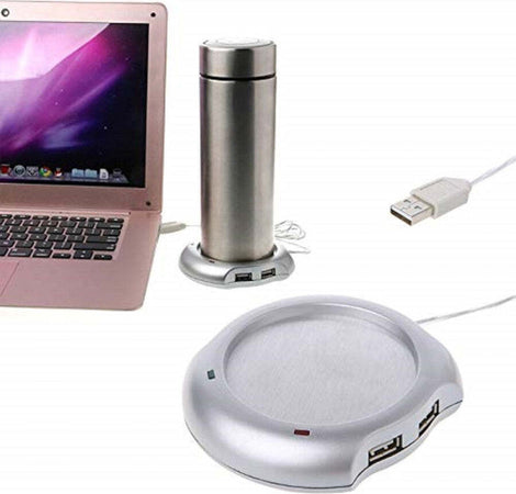 Scaldatazza-Bicchiere-Elettrico-4-Porte-Usb-Pc-Laptop-Sottobicchiere-Tè-Caffè-Tisana