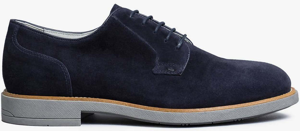 Scarpe Uomo Derby Nerogiardini Scarpe Stringate Basse in Pelle Scamosciata Blu Con Lacci E Suola in Gomma Bicolore 2,5 Cm Dry - Go Art. E001452u/258 Estate 2022