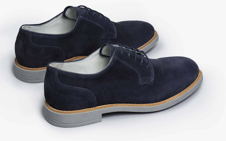 Scarpe Uomo Derby Nerogiardini Scarpe Stringate Basse in Pelle Scamosciata Blu Con Lacci E Suola in Gomma Bicolore 2,5 Cm Dry - Go Art. E001452u/258 Estate 2022