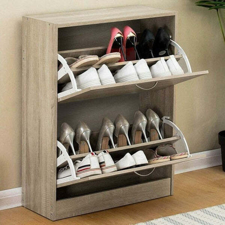 Scarpiera-2-Ante-Ripiani-Doppia-Profondita-In-Melamina-63x24x81cm-Colore-Beige