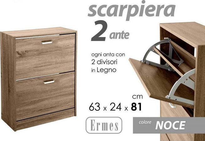 Scarpiera Bassa 2 Ante Doppia A Ribalta Salvaspazio Slim Noce 81x63x24cm 827624 Casa e cucina/Organizzazione interni/Organizzazione guardaroba/Portascarpe/Scarpiere Trade Shop italia - Napoli, Commerciovirtuoso.it