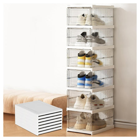 Scarpiera Pieghevole Scarpe Richiudibile 6 Contenitori Salvaspazio 105x25.5x34.5cm
