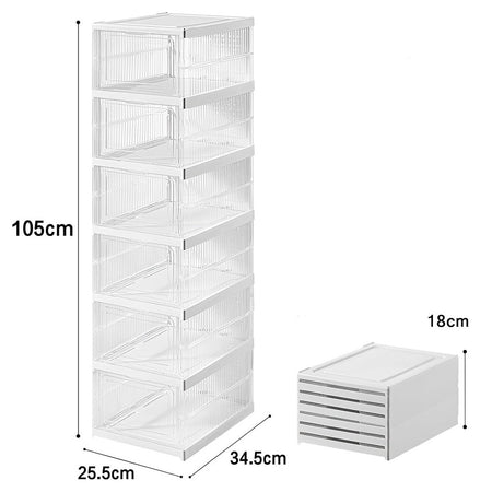 Scarpiera Pieghevole Scarpe Richiudibile 6 Contenitori Salvaspazio 105x25.5x34.5cm