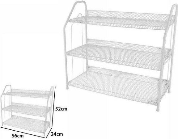 Scarpiera Porta Scarpe 3 Ripiani Piani In Metallo Bianco Mobile Salvaspazio Casa, arredamento e bricolage > Arredamento > Scarpiere Trade Shop italia - Napoli, Commerciovirtuoso.it