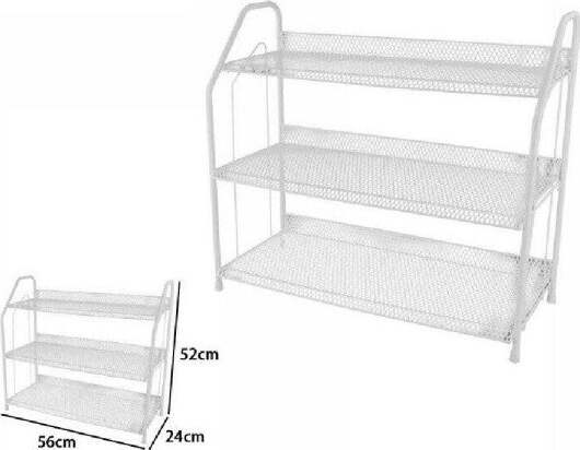 Scarpiera-Porta-Scarpe-3-Ripiani-Piani-In-Metallo-Bianco-Mobile-Salvaspazio