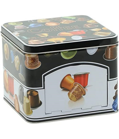 Scatola In Latta Quadrato Per Prodotti Alimentari Cialde Elegante Decorativo