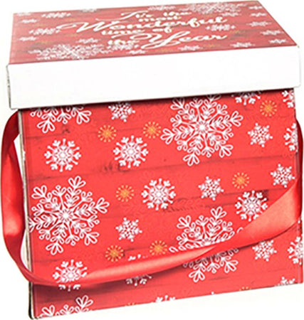 Scatola porta panettone in cartoncino con decorazioni natalizie 28.5 cm Casa e cucina/Decorazioni per interni/Addobbi e decorazioni per ricorrenze/Decorazioni natalizie/Oggettistica MagiediNatale.it - Altamura, Commerciovirtuoso.it